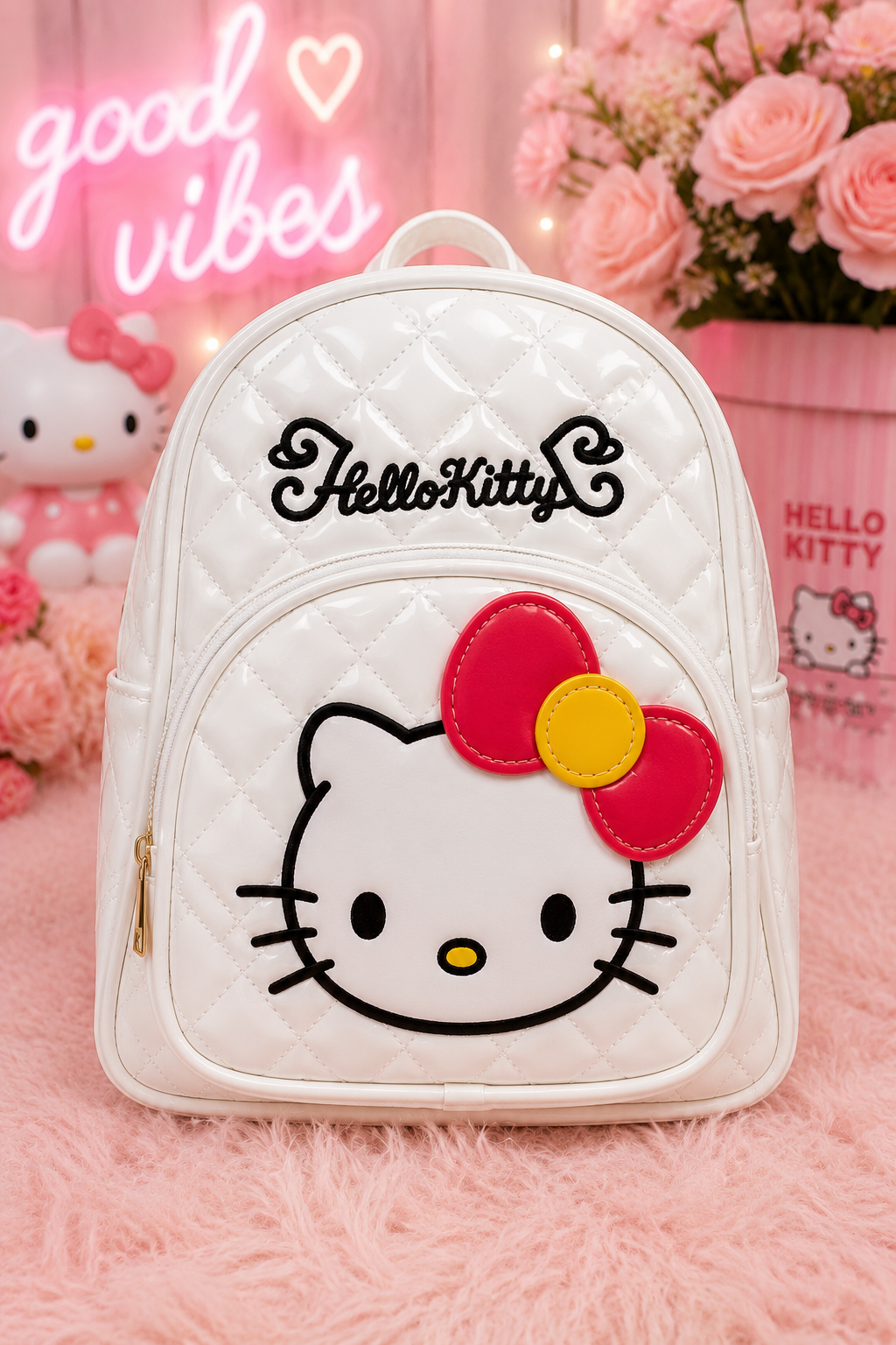 🩷 Hello Kitty Quilted Mini Backpack – Pink