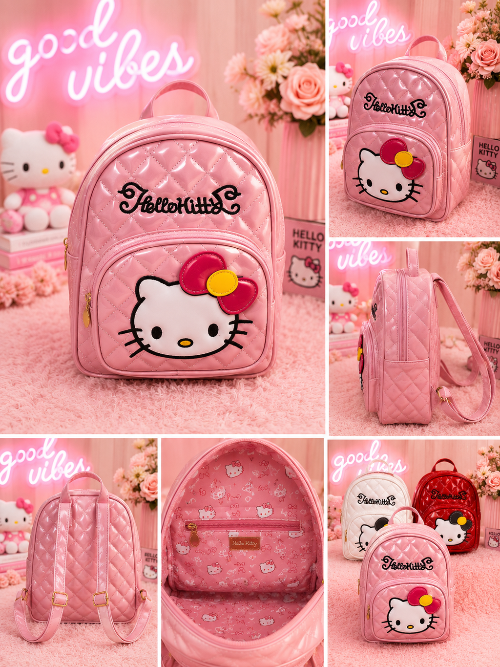 🩷 Hello Kitty Quilted Mini Backpack – Pink