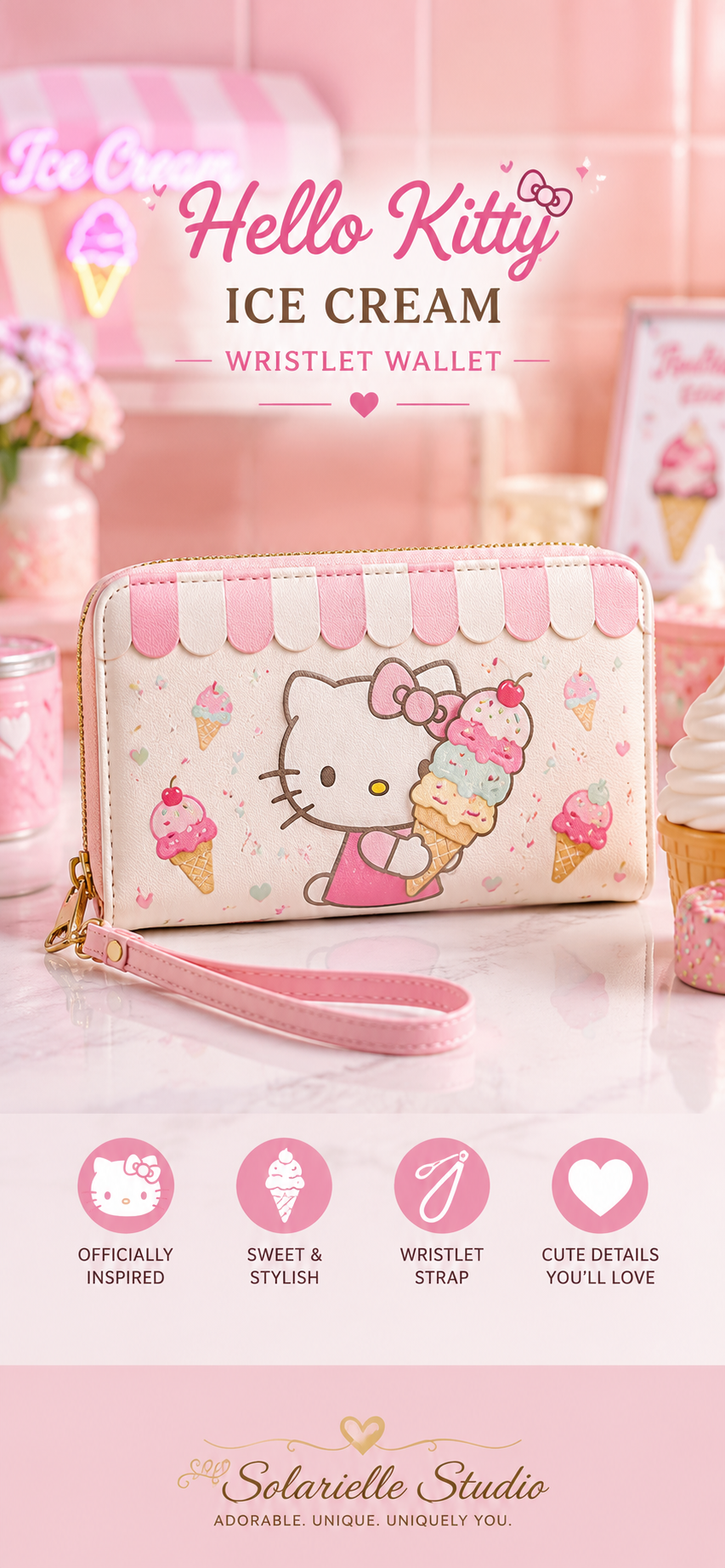 Hello Kitty Ice Cream Wristlet Wallet